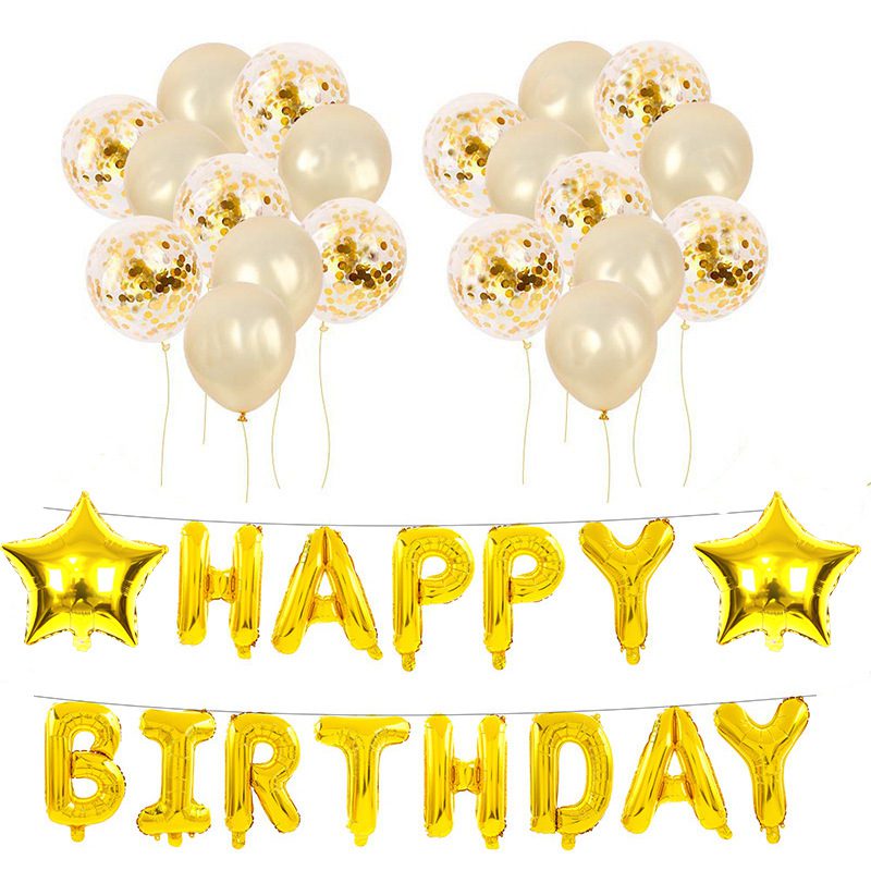 Elegante Set de Decoración de Globos Dorados de Feliz Cumpleaños para Fiesta Golden Balloon