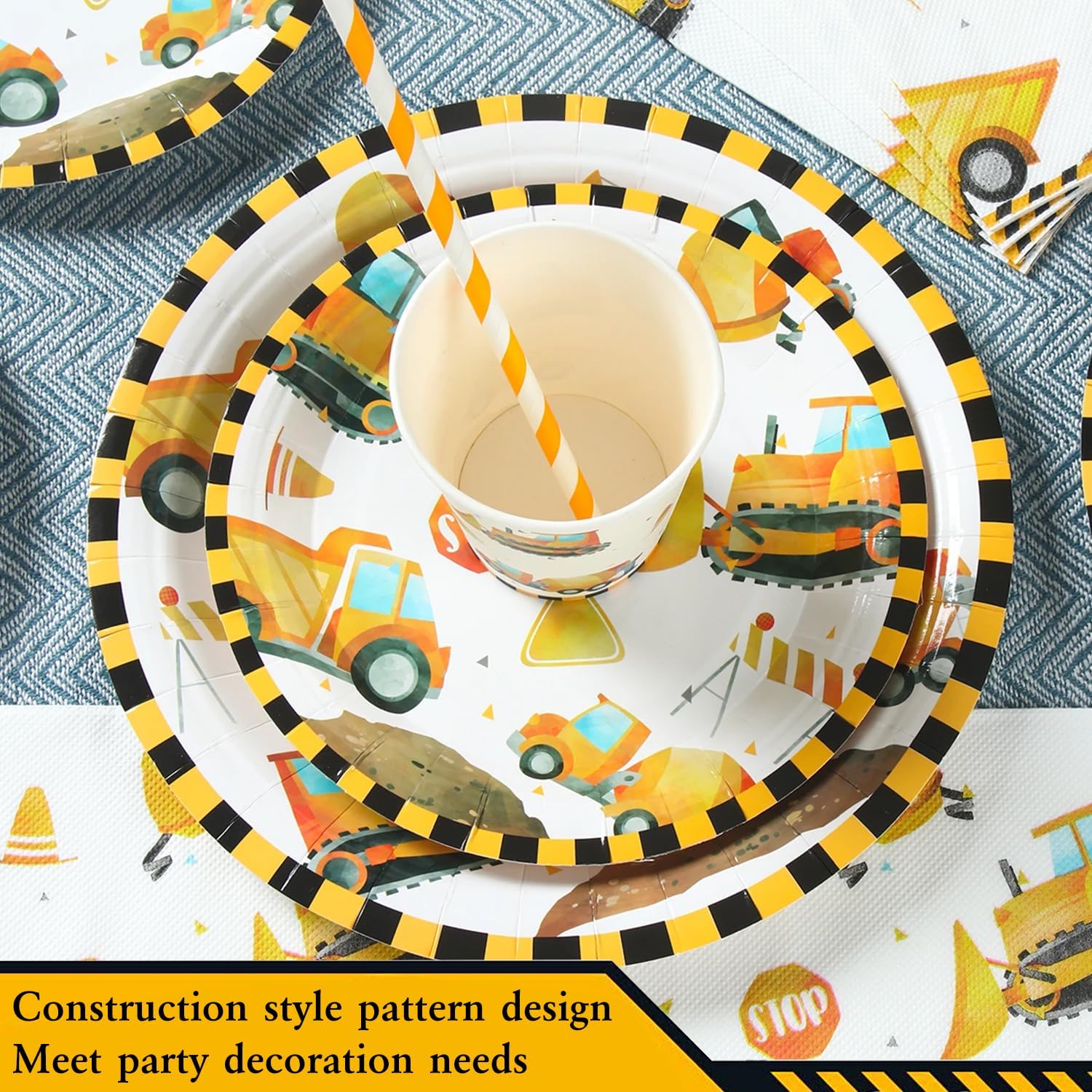 Construction-Themed Birthday Party Tableware Set - Perfect for Kids' Celebrations Birthday Party Tableware Set