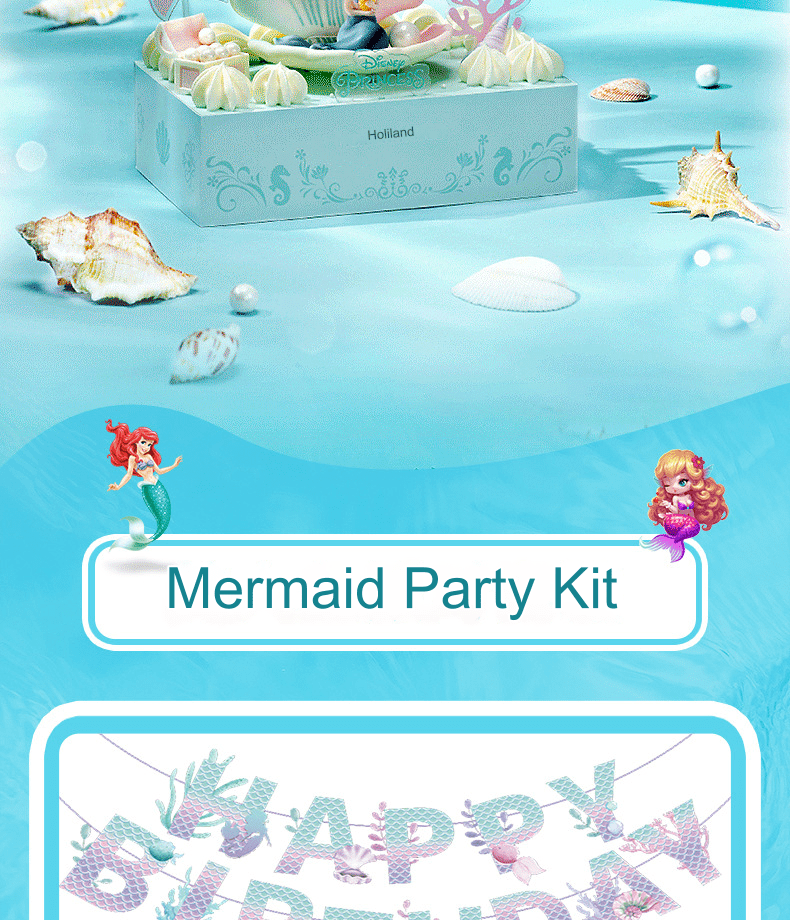 Mermaid Disposable Tableware Set - Kids Birthday Party Supplies Mermaid Disposable Tableware Set