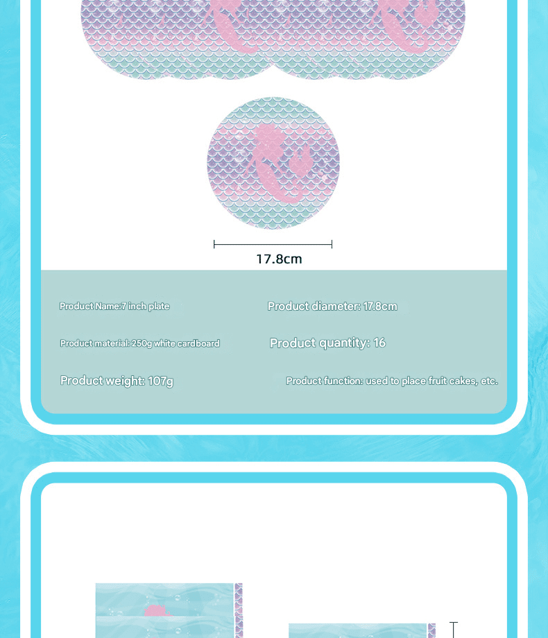 Mermaid Disposable Tableware Set - Kids Birthday Party Supplies Mermaid Disposable Tableware Set