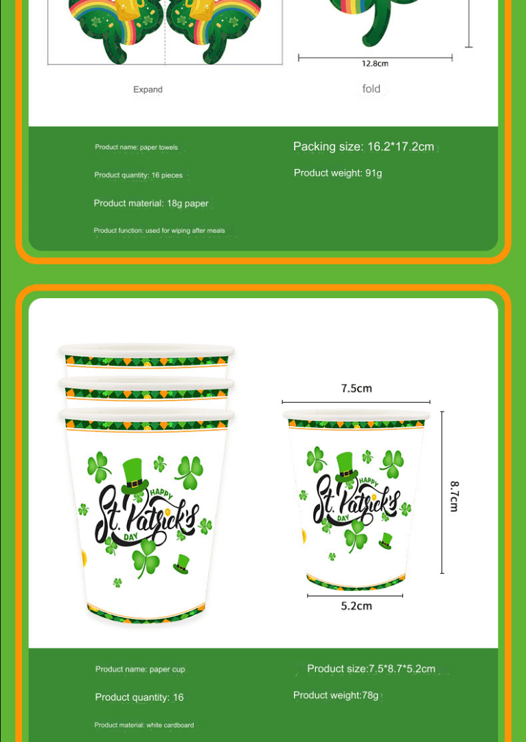 Festive St. Patrick's Day Tableware Set - Perfect for Celebrations St. Patrick's Day Tableware Set