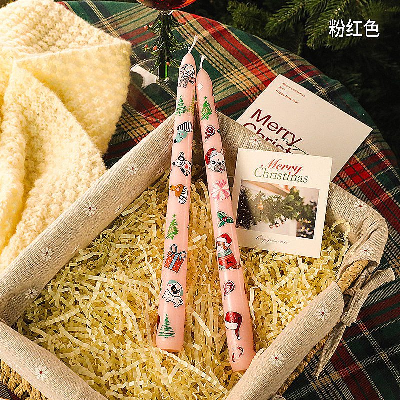 Christmas Taper Candle with Printed Pattern - Festive Decor for Holidays 主图 010