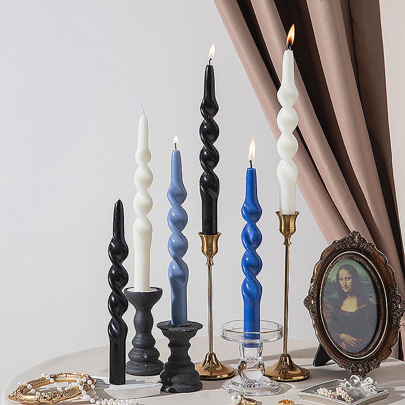 Taper Candle Set of 2 - Handmade Spiral Decorative Candles Taper Candle