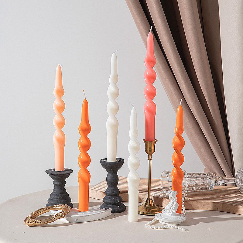 Taper Candle Set of 2 - Handmade Spiral Decorative Candles Taper Candle