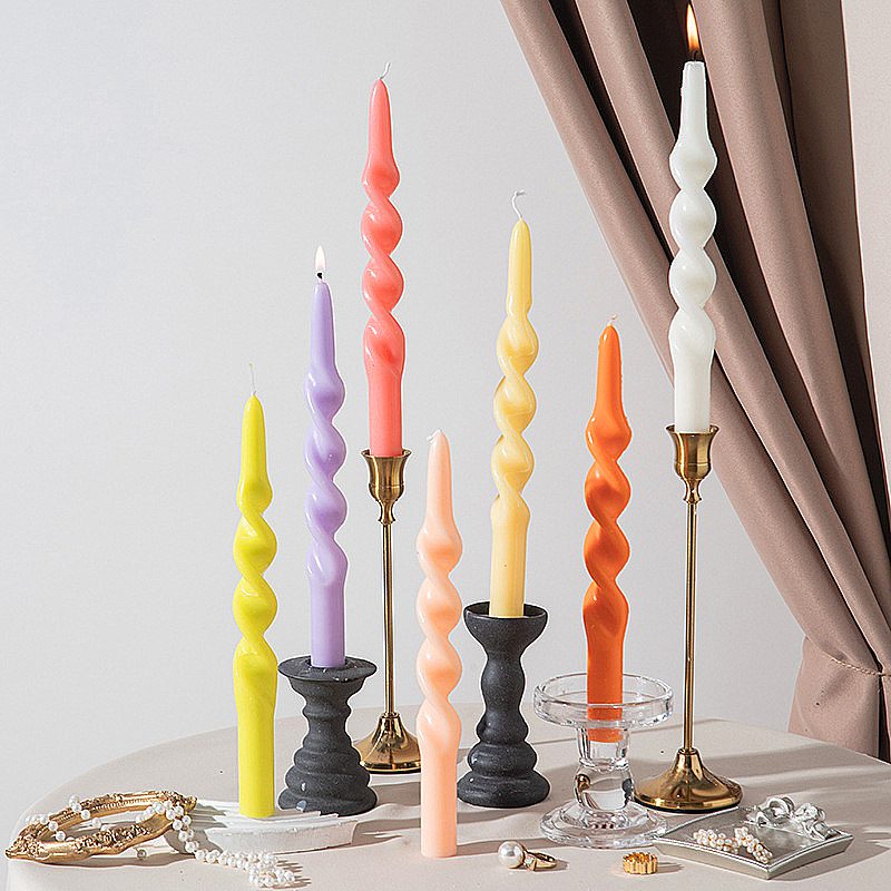 Taper Candle Set of 2 - Handmade Spiral Decorative Candles Taper candle
