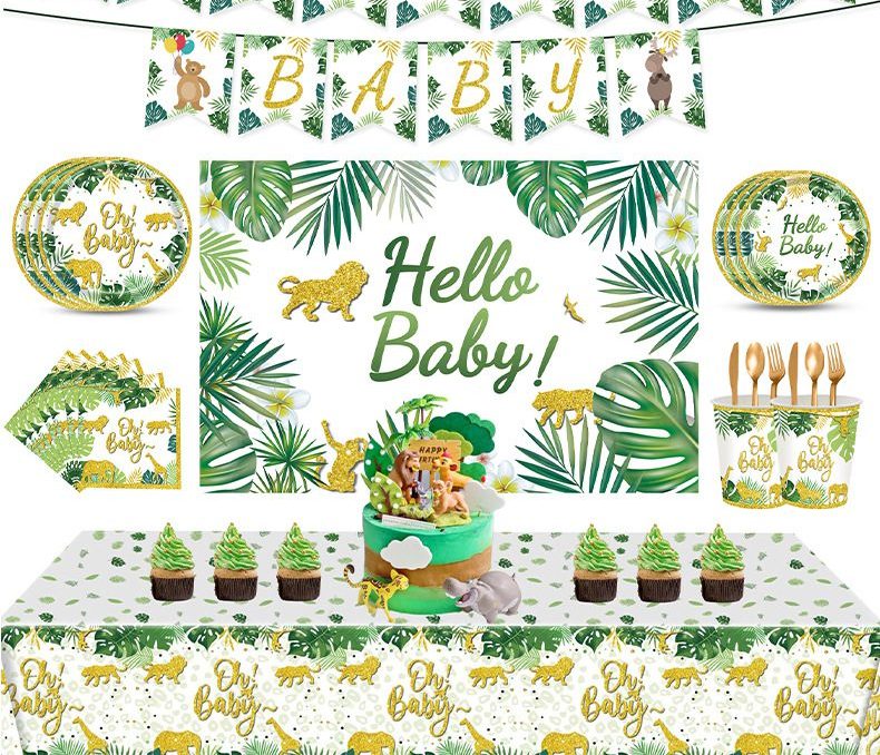 Baby Shower Tableware Set - Jungle Safari Theme Party Supplies Baby Shower Tableware Set