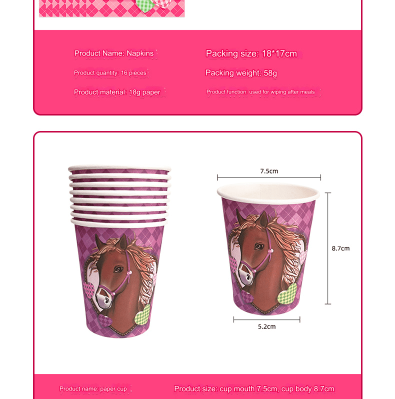 Horse Party Tableware Set - Perfect for Kids' Celebrations Horse Party Tableware Set