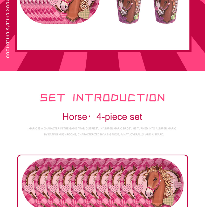 Horse Party Tableware Set - Perfect for Kids' Celebrations Horse Party Tableware Set
