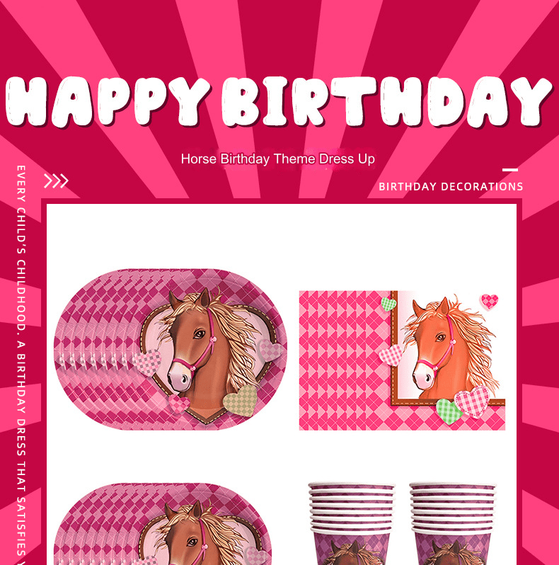 Horse Party Tableware Set - Perfect for Kids' Celebrations Horse Party Tableware Set