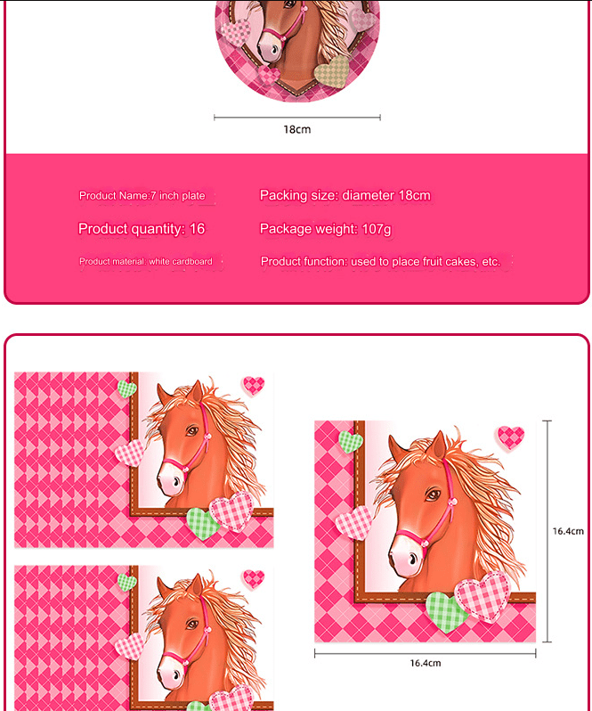 Horse Party Tableware Set - Perfect for Kids' Celebrations Horse Party Tableware Set