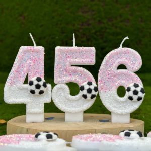 Soccer Birthday Candle Sparkling Pink Number Candles for Sports-Themed Cakes