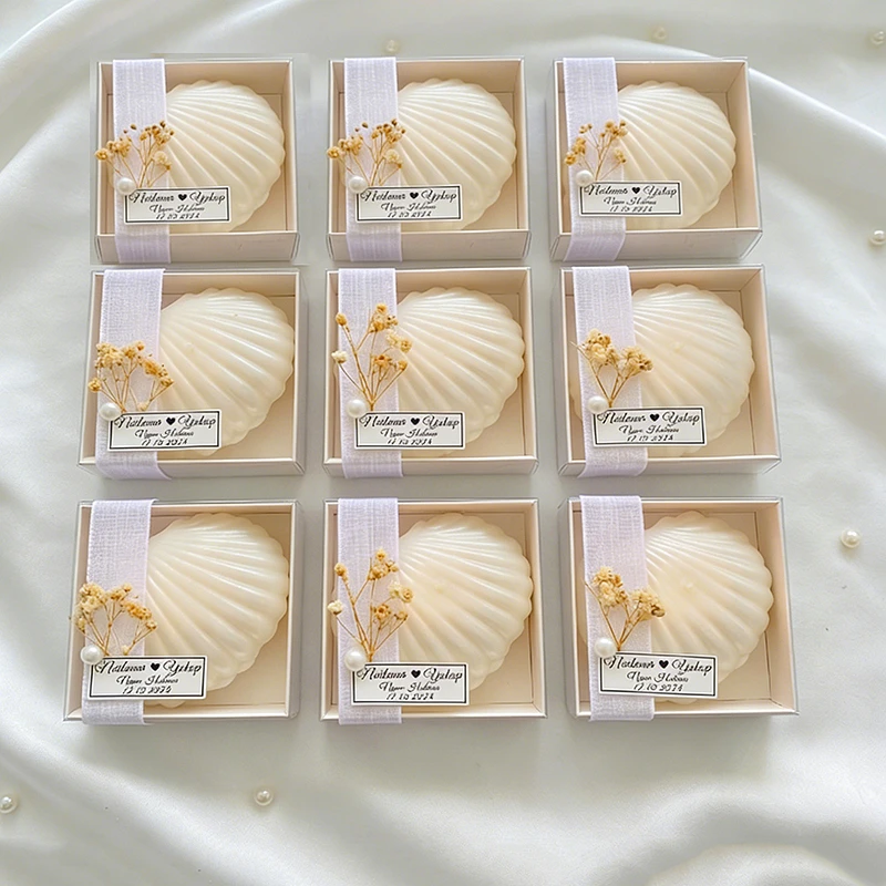 10 Packs Handmade Shell Pearl Scented Candle - Personalized Wedding Favors for Guests Pearl Scented Candle