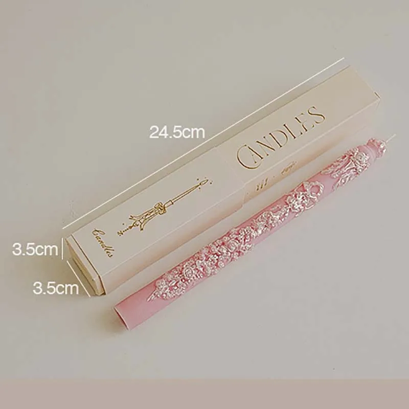 Vintage Embossed Floral Taper Candle - Soywax Long Candle Floral Taper Candle