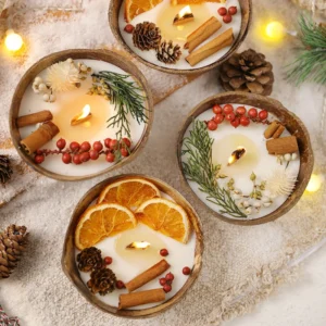 Handmade Coconut Shell Candle - Botanical Orange & Cinnamon