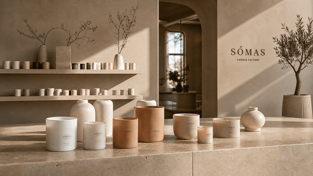 Inicio Premium ceramic scent vessels inside a low moq candle manufacturer showroom