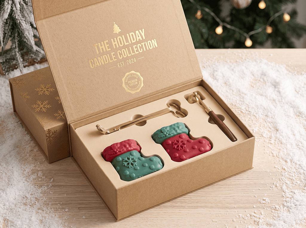 Christmas Scented Candles: A Wholesale Buying Guide for Retailers and Brands christmas scented candles premium private label gift cardboard unboxing layouts styled for luxury boutique retail