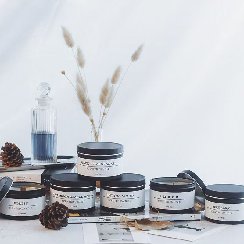 Black Tin Scented Candle - Luxury Aromatherapy Soy Candle Black tin scented candle