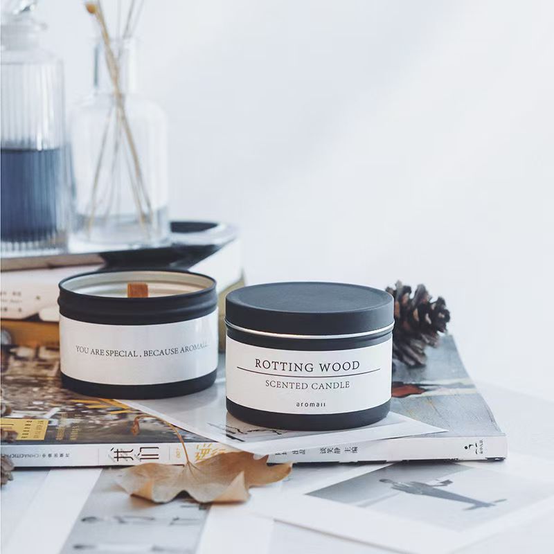 Black Tin Scented Candle - Luxury Aromatherapy Soy Candle Black tin scented candle