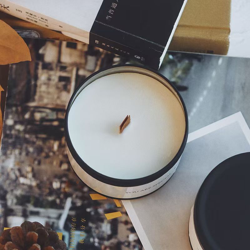 Black Tin Scented Candle - Luxury Aromatherapy Soy Candle Black tin scented candle