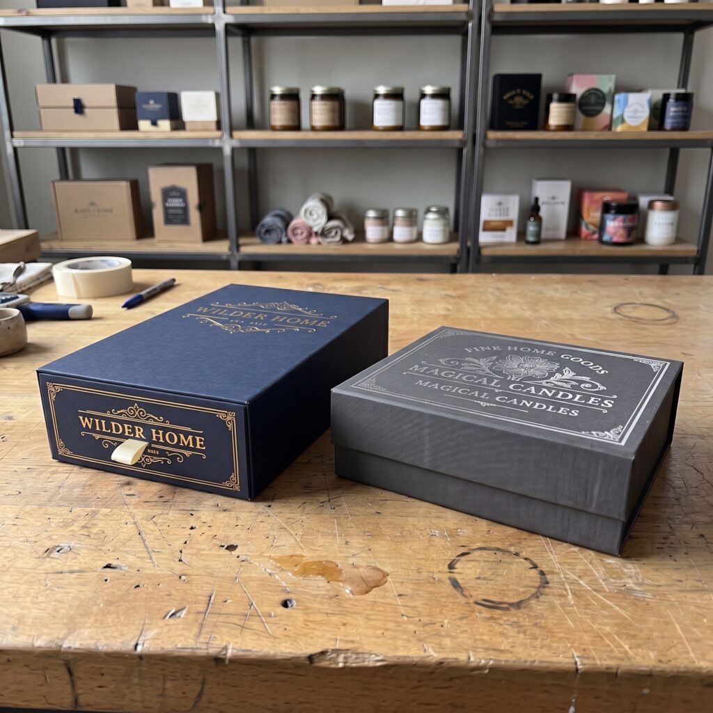 Custom & Private Candles Drawer and magnetic boxes with luxury foil stamping