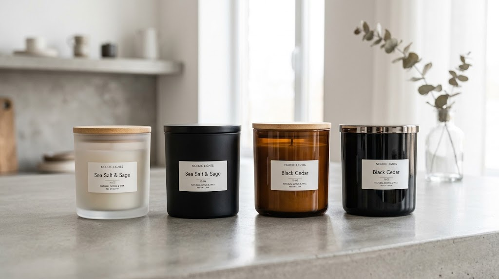 Bulk Scented Candles in Jars: A Retailer's Buying Guide Scented candle jar finishes comparing matte black, frosted glass, and vintage amber vessels